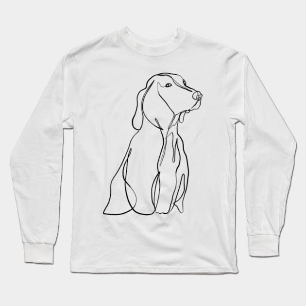 Dog minimal one line art Long Sleeve T-Shirt by Doodle Intent